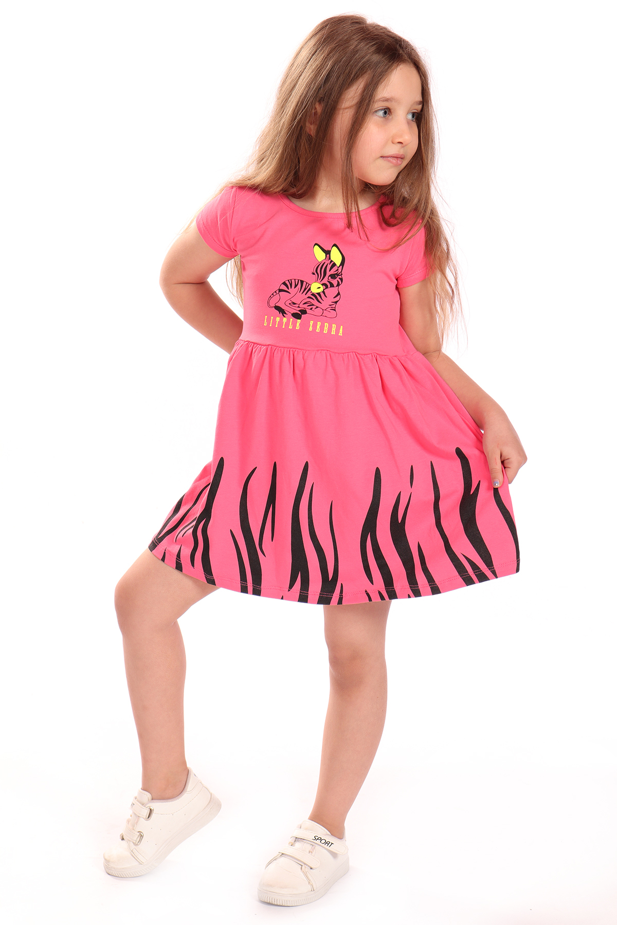 Toontoy Kız Bebek Baskılı Elbise