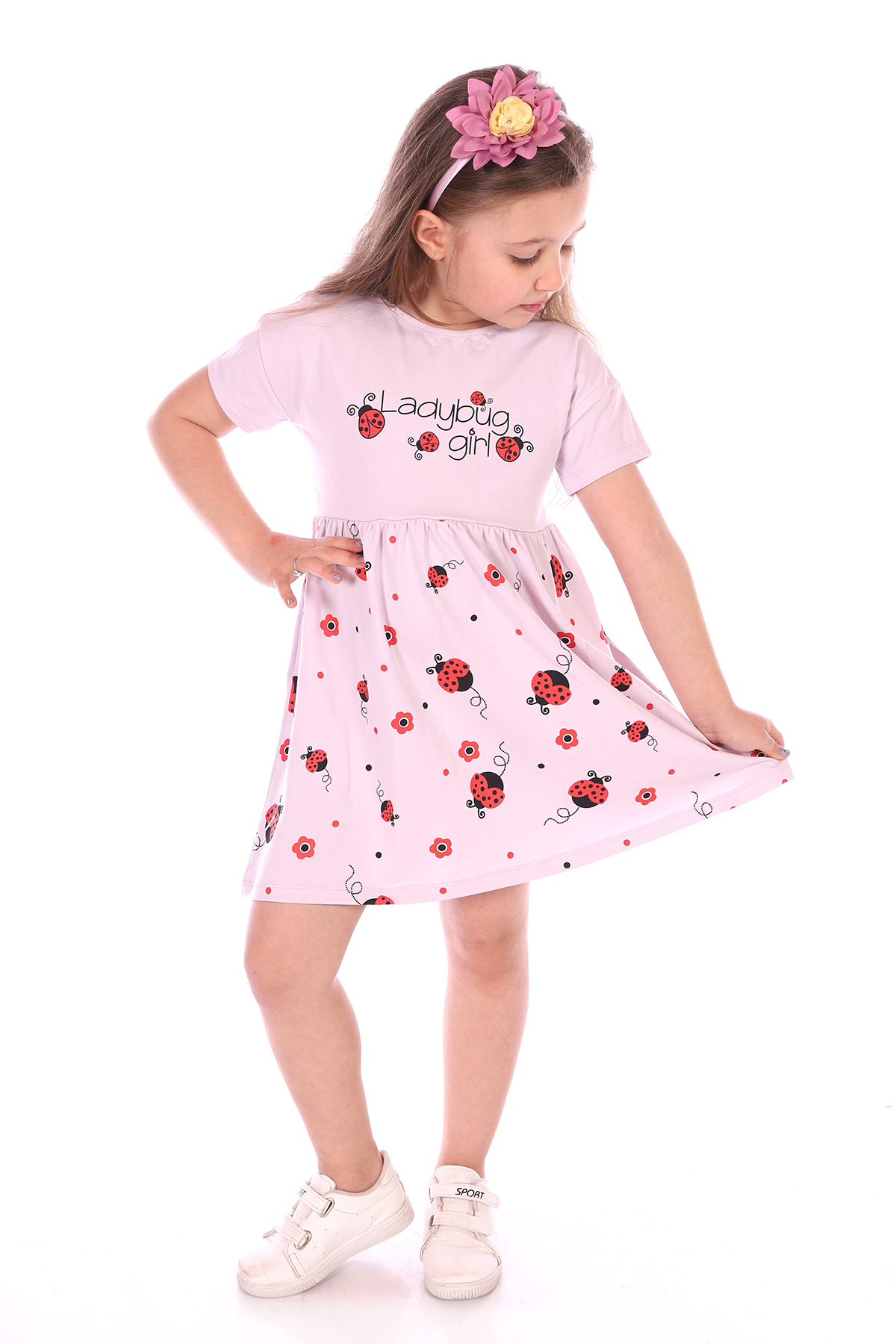 Toontoy Kız Bebek Ladybug Girl Uğur Böcek Baskılı Elbise