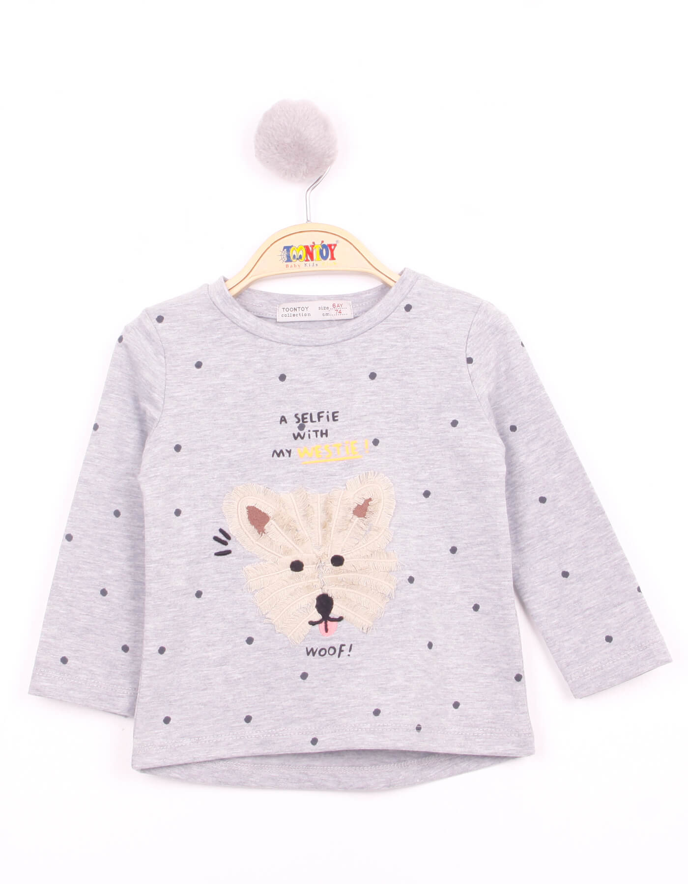 Toontoy Kız Bebek Köpek Nakışlı T-Shirt