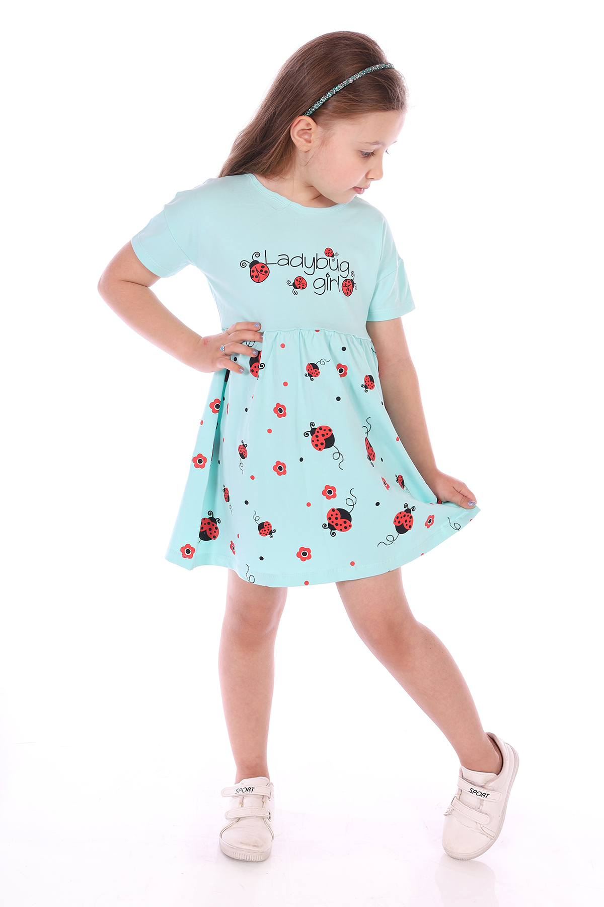 Toontoy Kız Bebek Ladybug Girl Uğur Böcek Baskılı Elbise