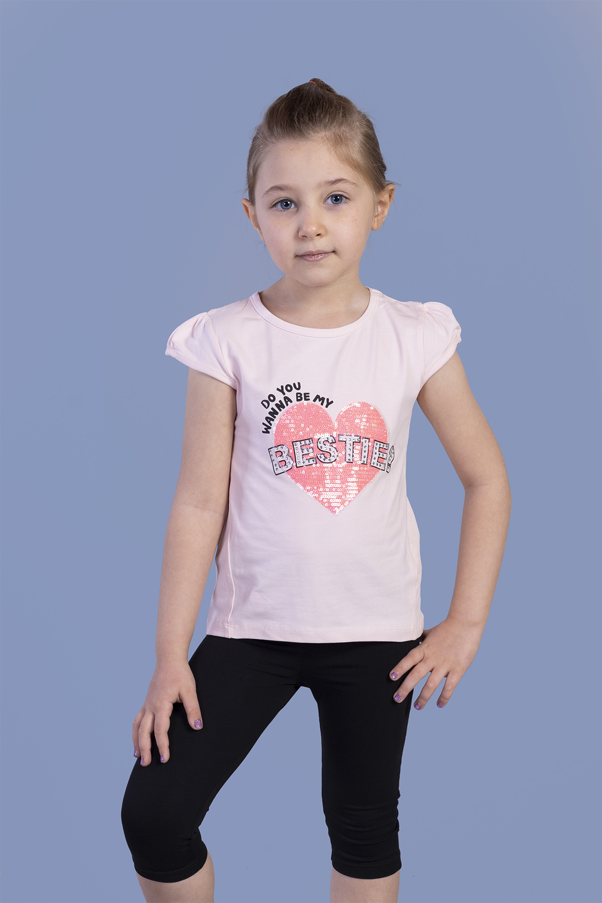 Toontoy  Kız Bestie Baskılı Pul İşlemeli Taytlı Takım