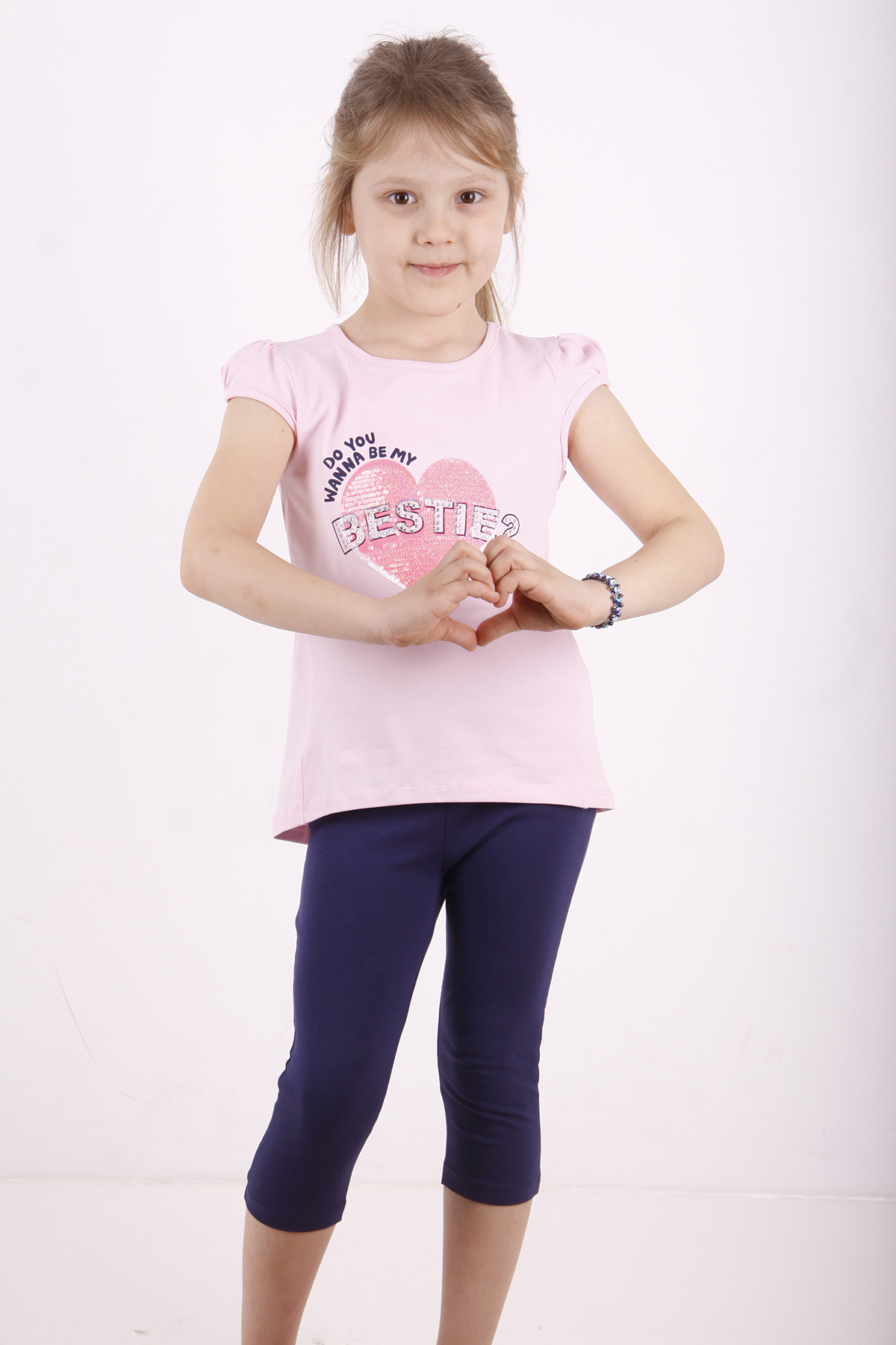 Toontoy  Kız Bestie Baskılı Pul İşlemeli Taytlı Takım