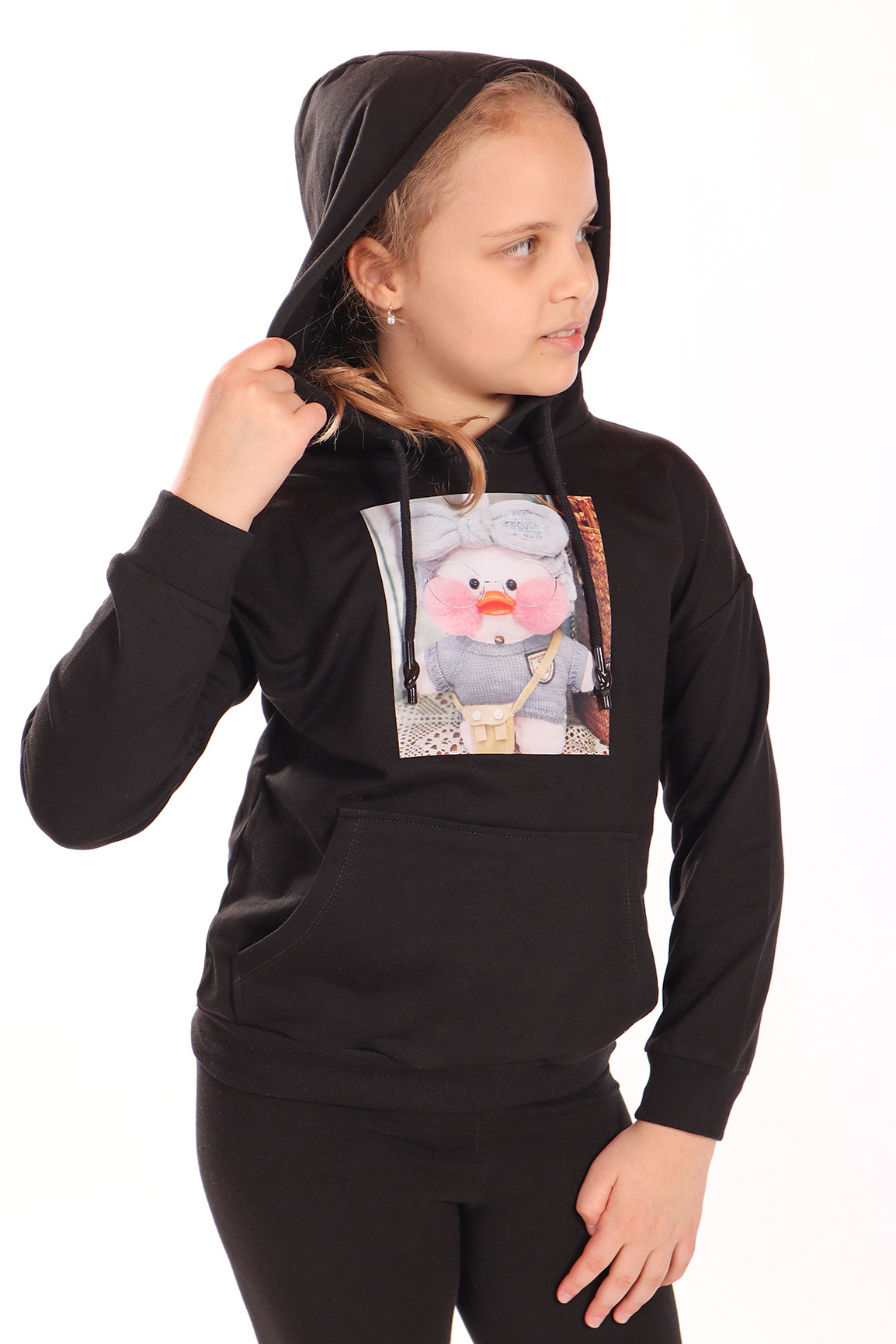 Toontoy Kız Çocuk  Ördek Baskılı Sweatshirt