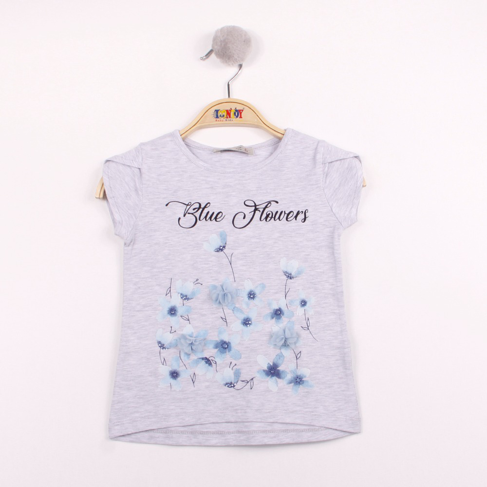 Toontoy Kız Çocuk Çiçek Aksesuarlı Tişört