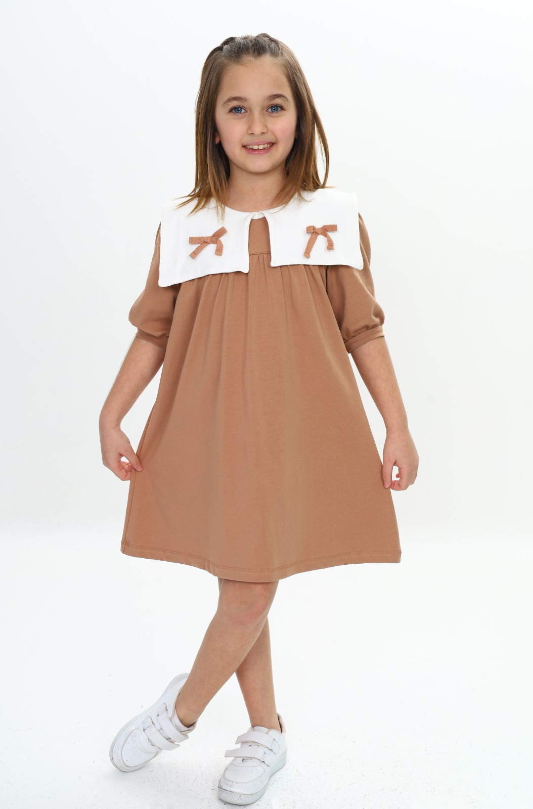 Toontoy Kız Çocuk Yaka Detaylı Elbise