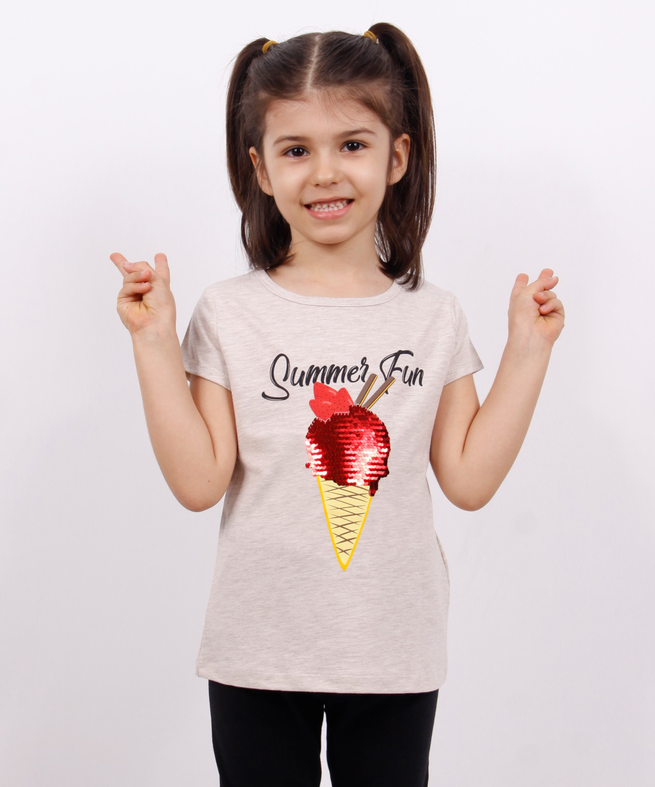 Toontoy Kız Çocuk Dondurma Baskılı Tişört