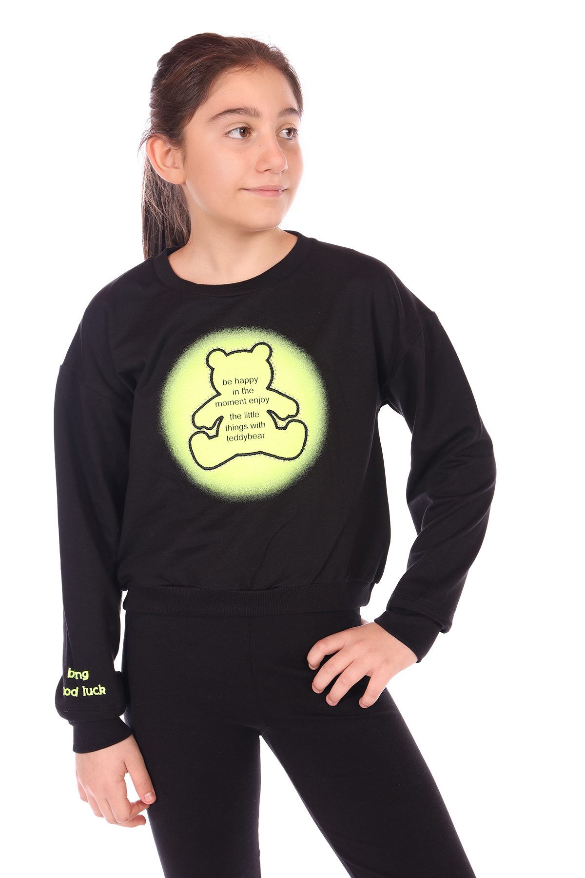 Toontoy Kız Çocuk Ayıcık Baskılı Sweatshirt