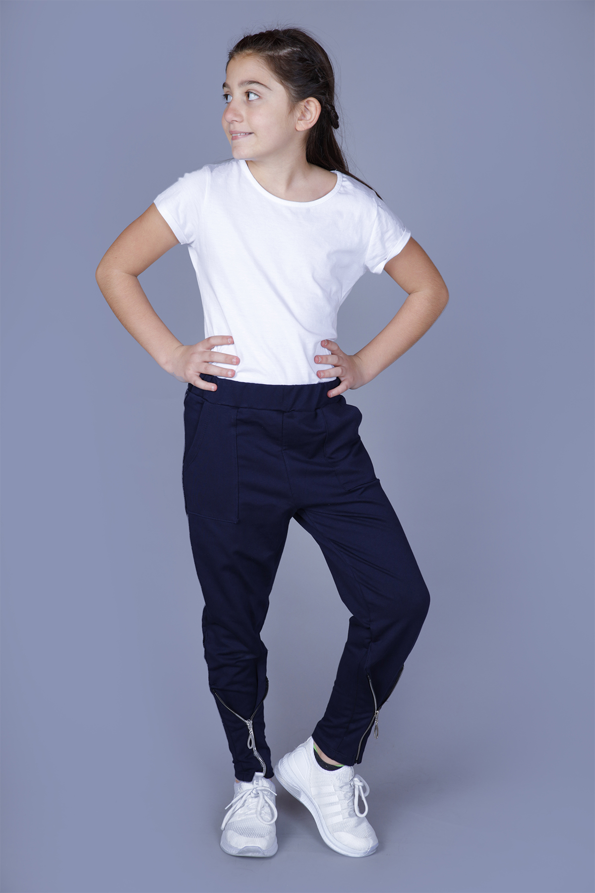 Toontoy Kız Çocuk Paçası Fermuarlı Eşofman Alt