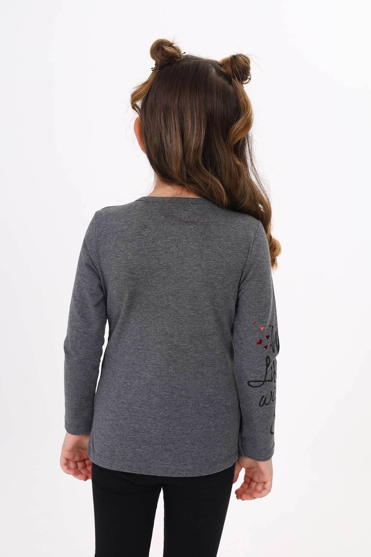 Toontoy Kız Çocuk Göğsü Pullu Fiyonklu Nakışlı T-Shirt