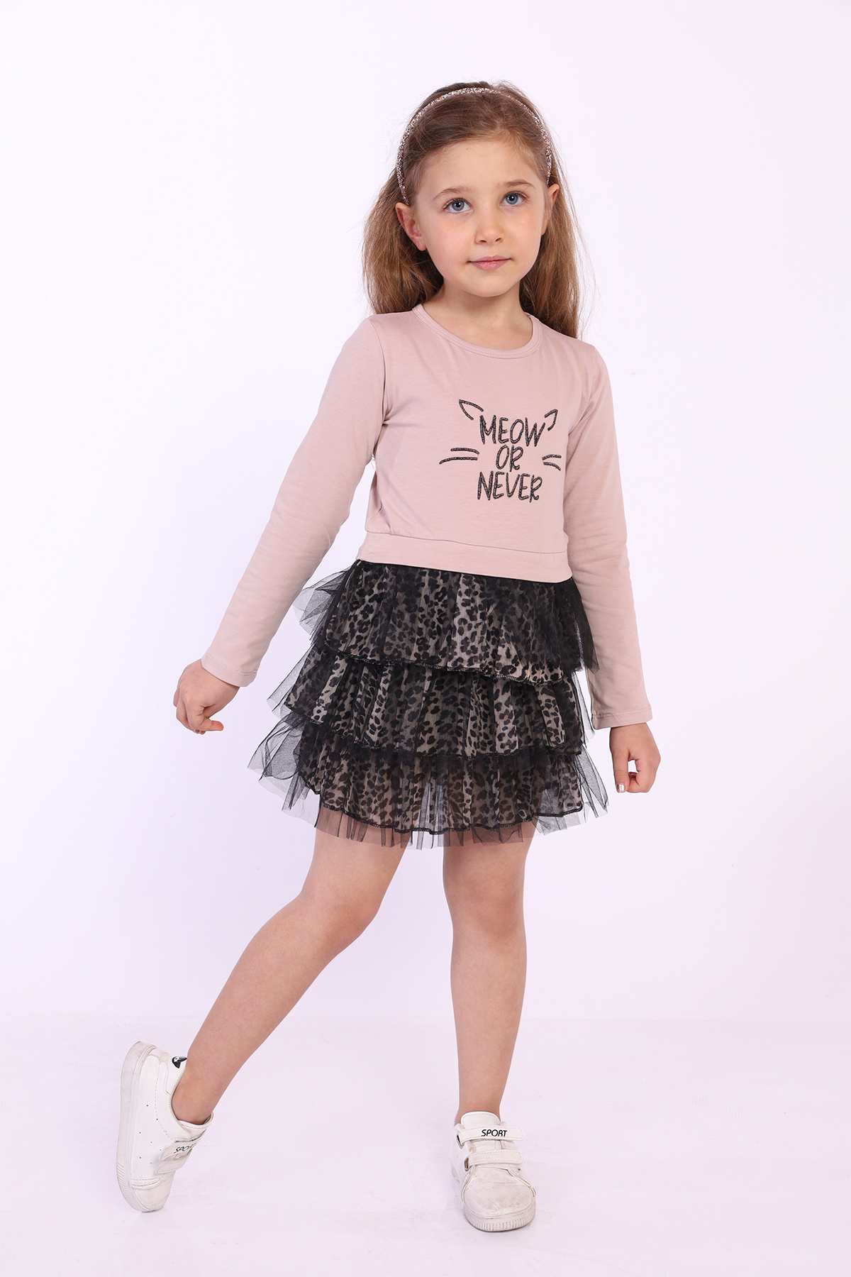 Toontoy Kız Çocuk Meow Or Never Nakışlı Elbise