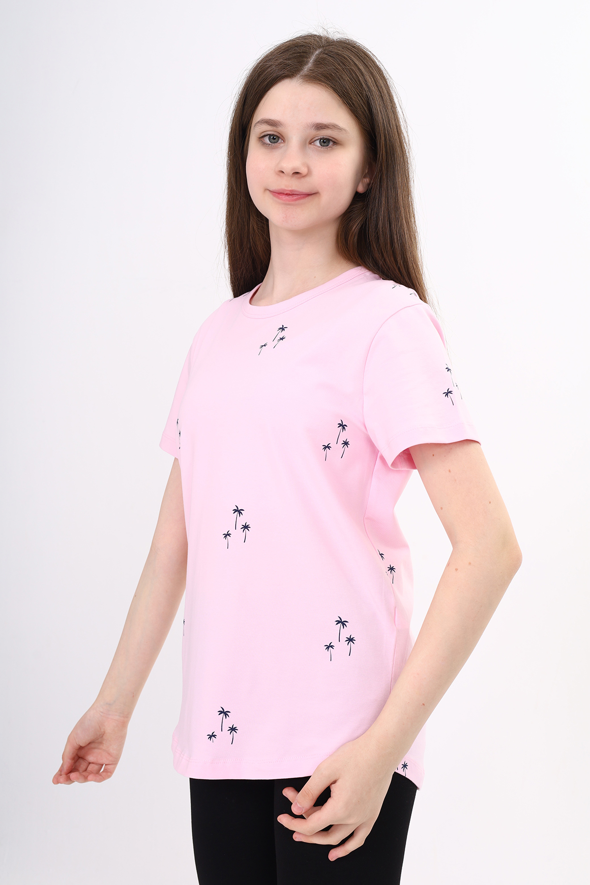 Toontoy Kız Çocuk Palmiye Baskılı Tişört