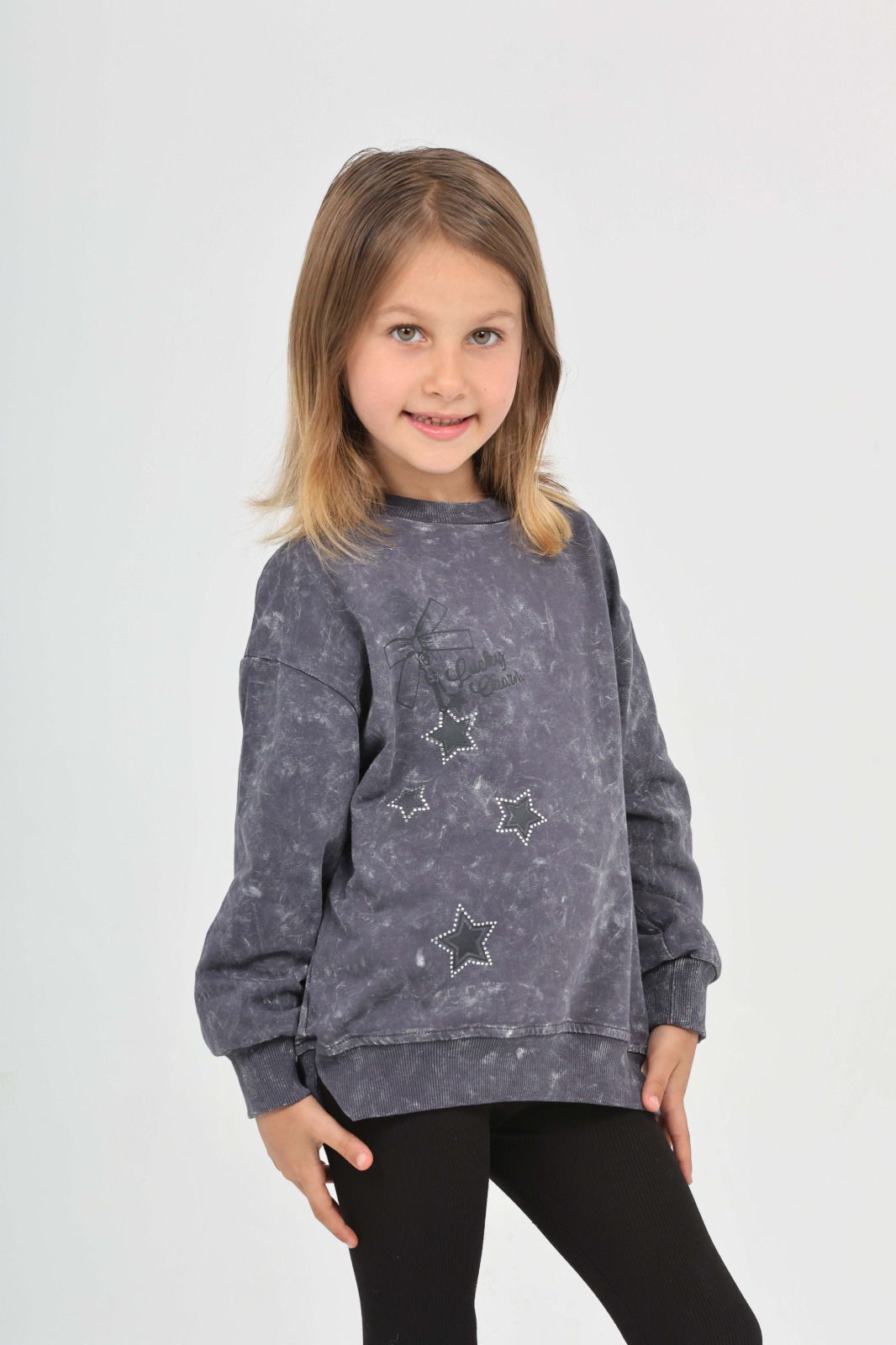 Toontoy Kız Çocuk Yıldız Baskılı Sweatshirt