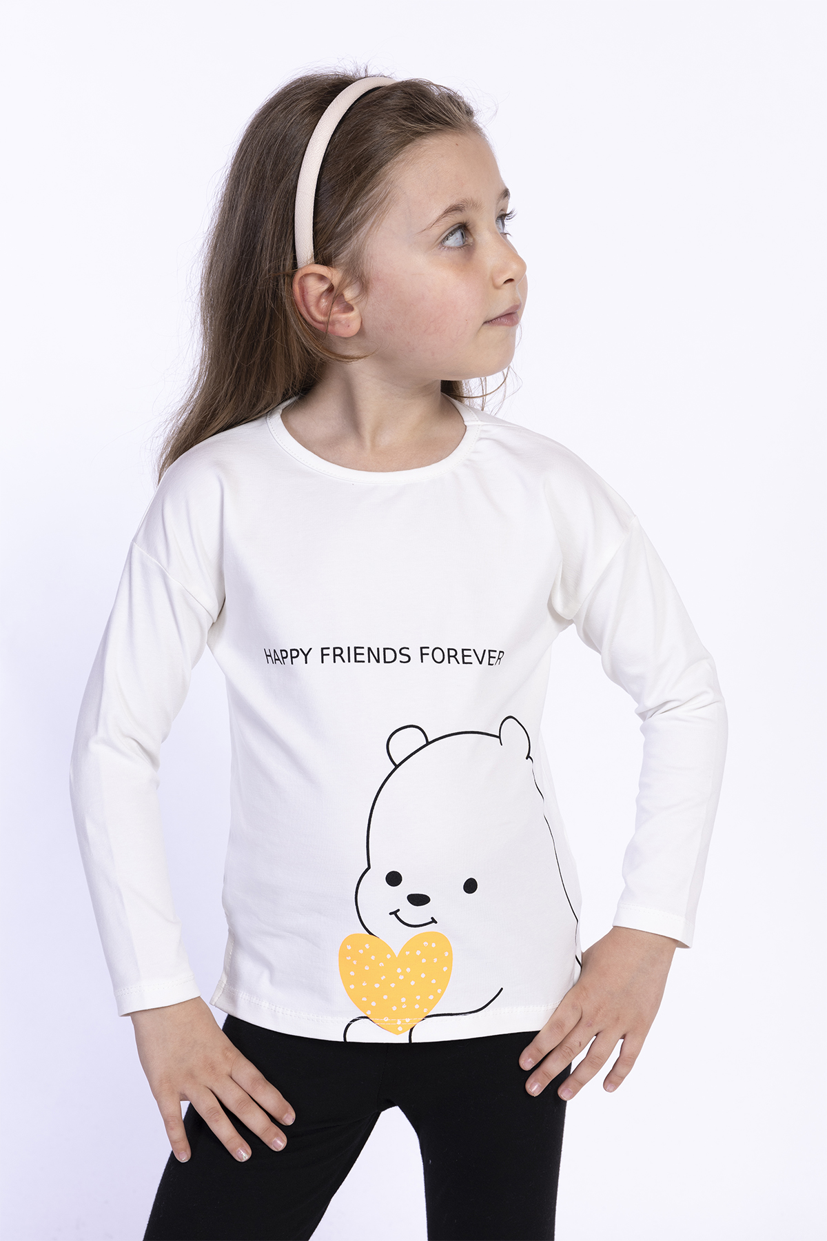 Toontoy Kız Çocuk Tavşan Baskılı Kapüşonlu Sweatshirt