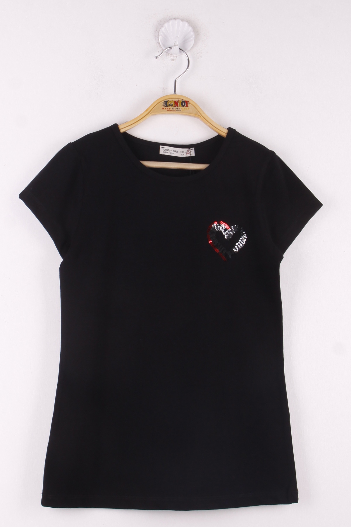Toontoy  Kız Çocuk T-Shirt Kalp Nakışlı