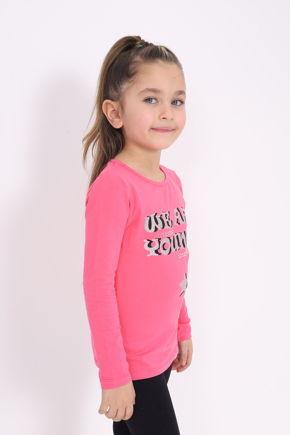 Toontoy Kız Çocuk Baskılı Taş İşlemeli Tişört