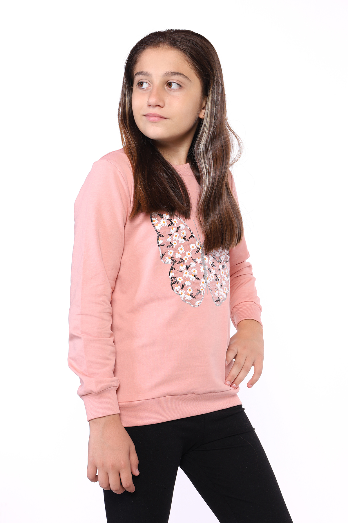 Toontoy Kız Çocuk Önü Çiçek Dantelli T-Shirt