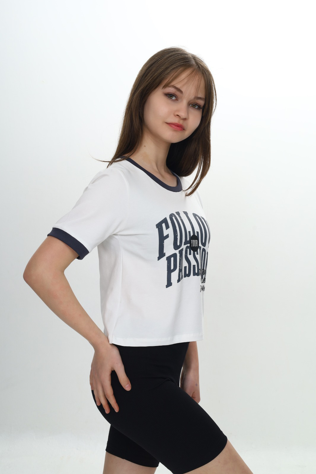 Toontoy Kız Çocuk Crop Garni Baskılı Tişört