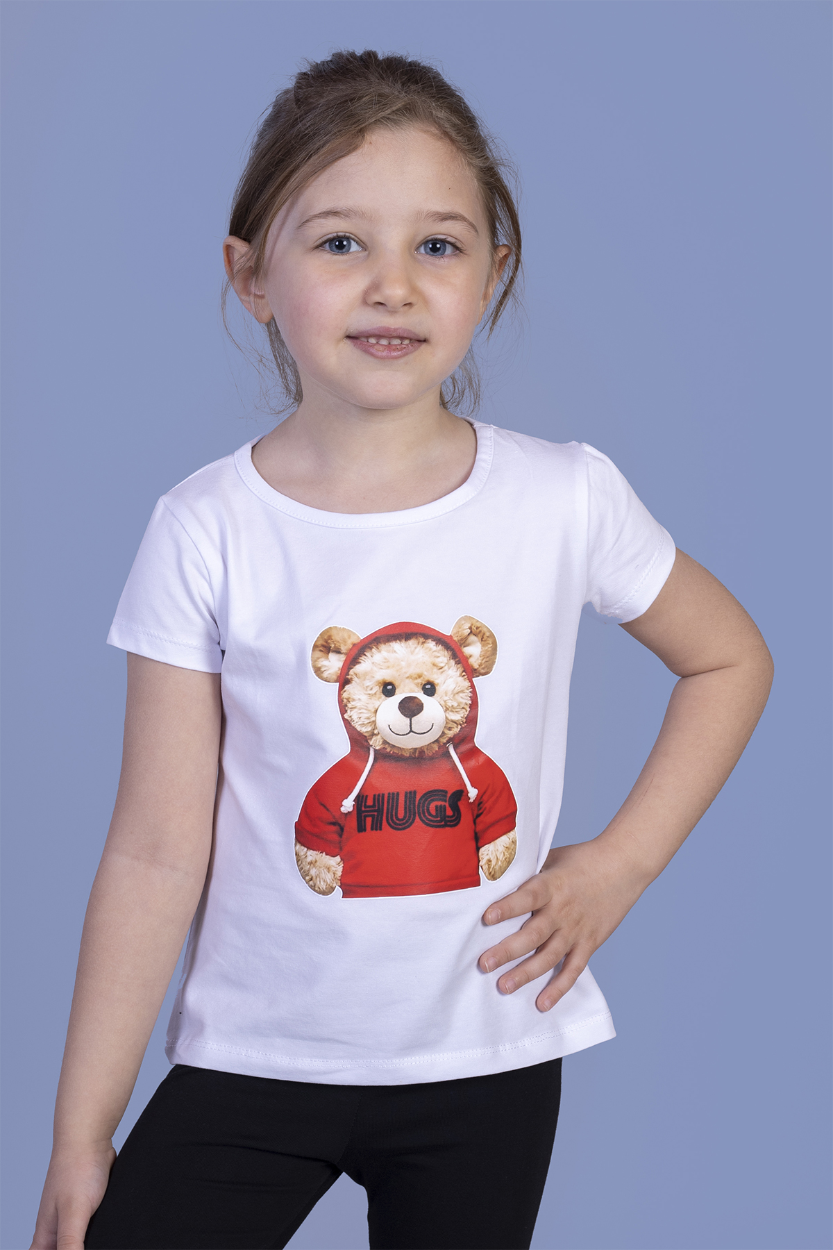 Toontoy Kız Çocuk Ayıcık Baskılı Tişört