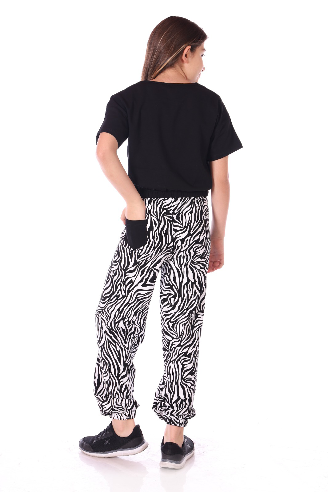 Toontoy Kız Çocuk Only I Can Yazılı Zebra Baskılı Eşofman Takım
