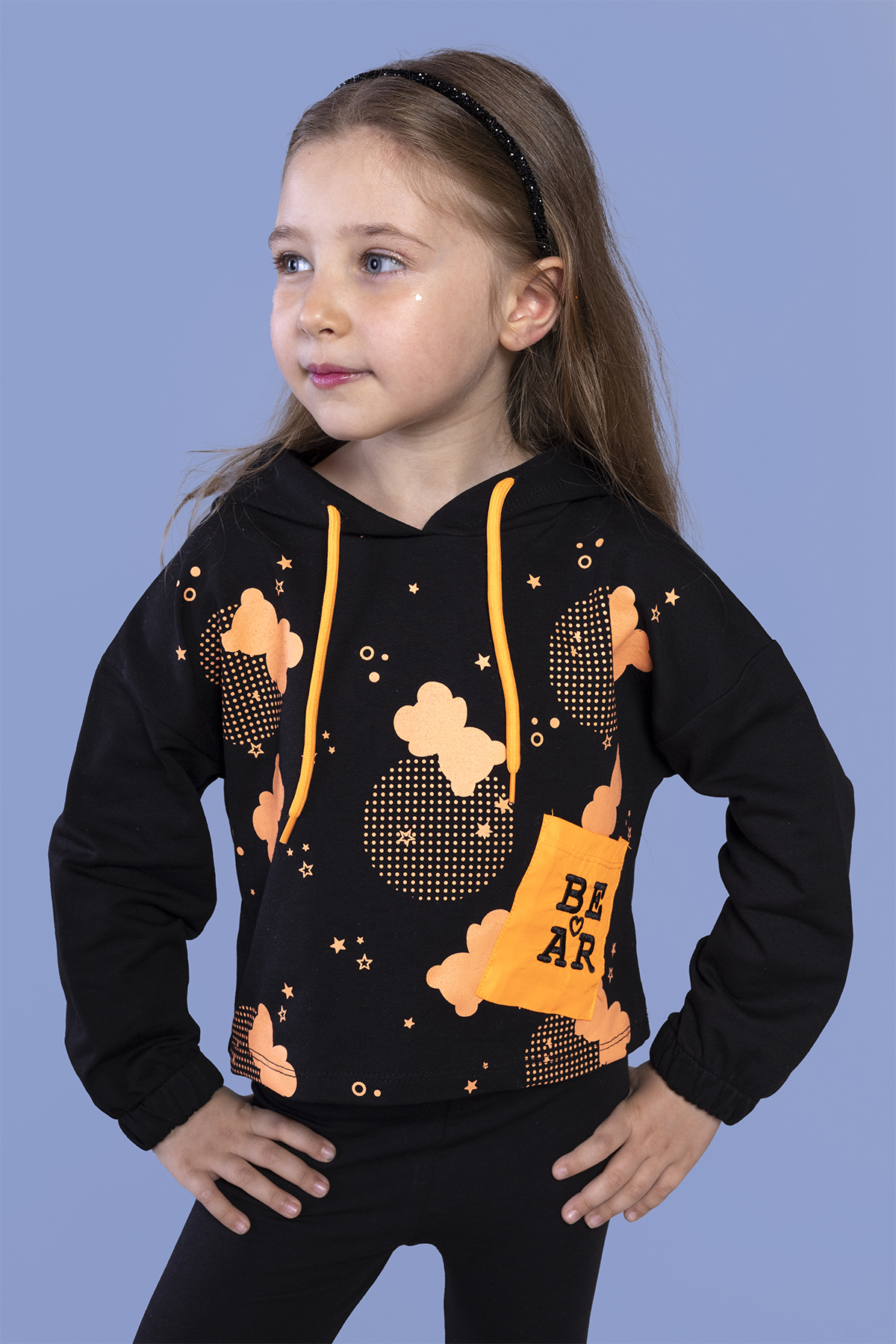Toontoy Kız Çocuk Cep Detaylı Baskılı Sweatshirt