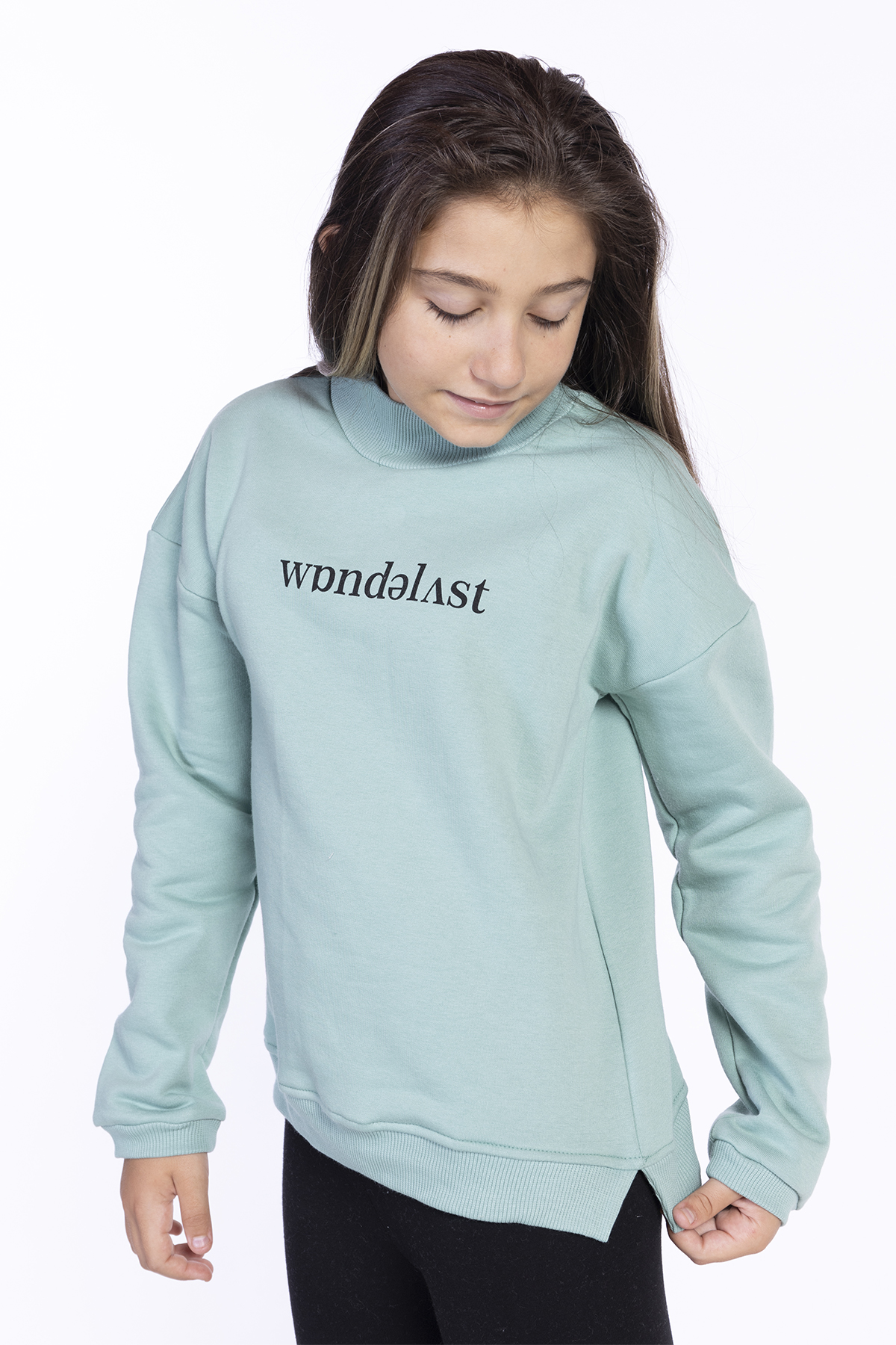 Toontoy Kız Çocuk Balıkçı Yaka Sweatshirt