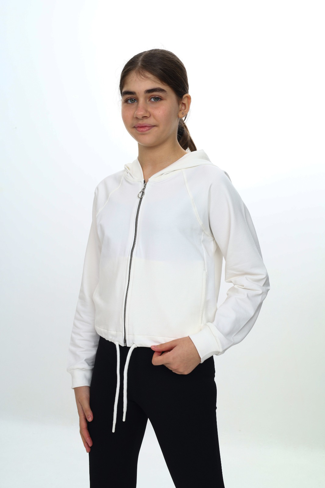 Toontoy Kız Çocuk Komple Kalp Baskılı Kapüşonlu Hırka