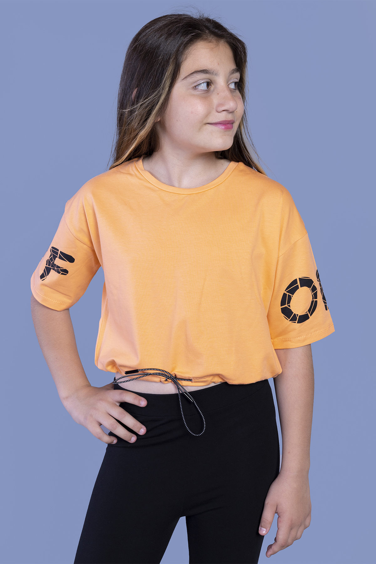 Toontoy Kız Çocuk Of Baskılı Crop Tişört