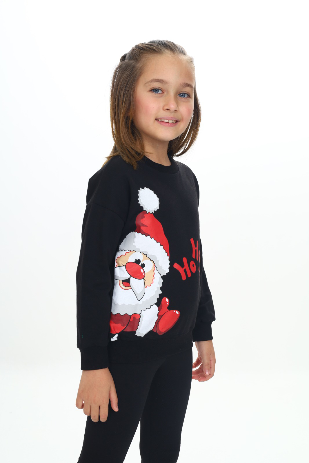 Toontoy Kız Çocuk  Kardan Adam Ho Ho Ho Baskılı Sweatshirt