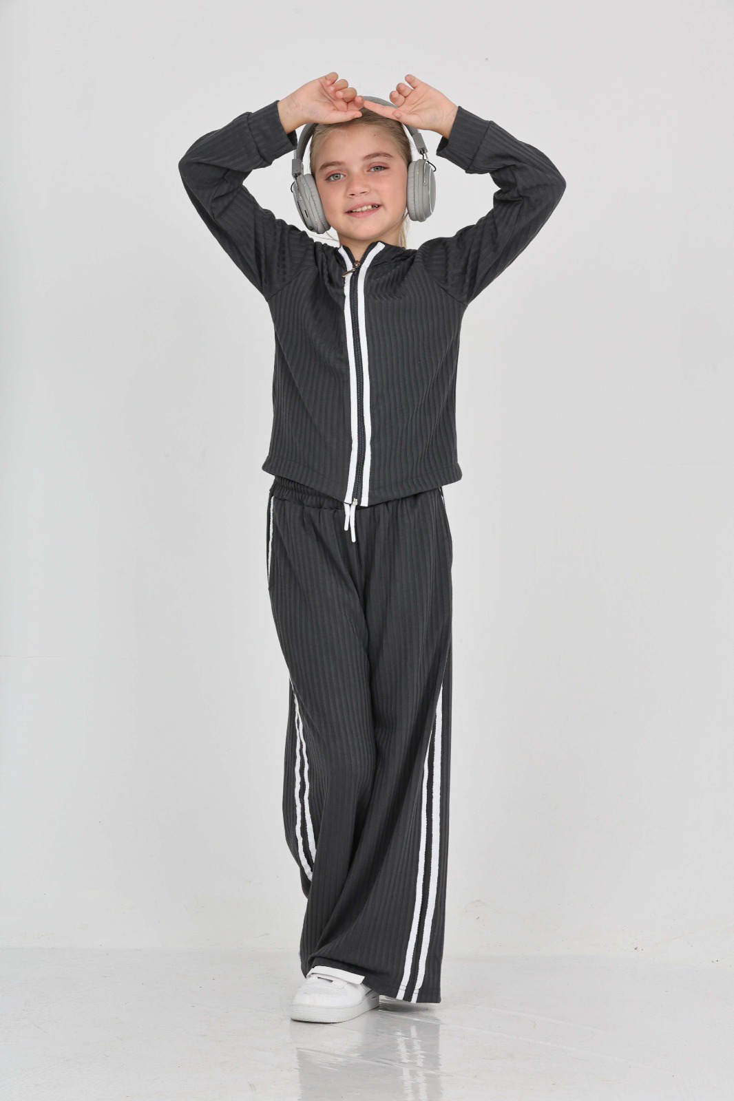 Toontoy Kız Çocuk Şerit Detaylı Eşofman Takım