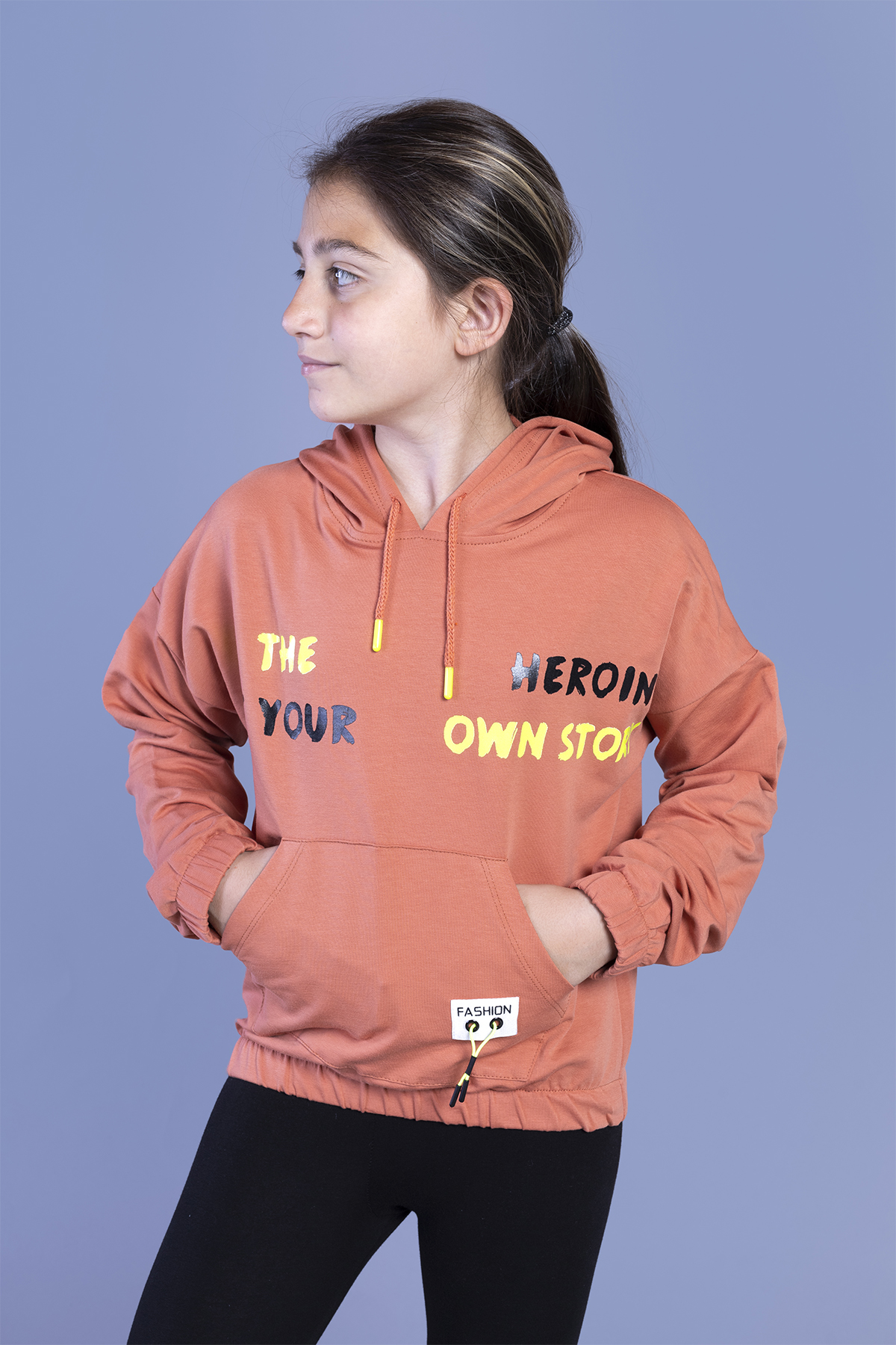 Toontoy Kız Çocuk Kapüşolu Kanguru Cepli Baskılı Sweatshirt