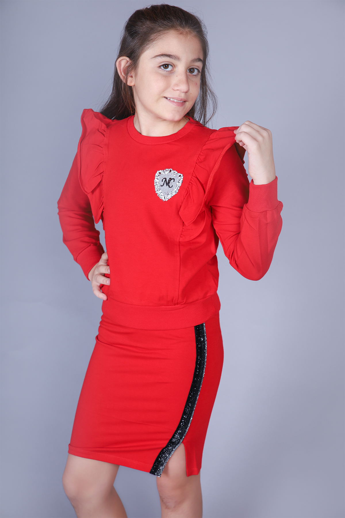 Toontoy Kız Çocuk NC Nakışlı Etekli Takım