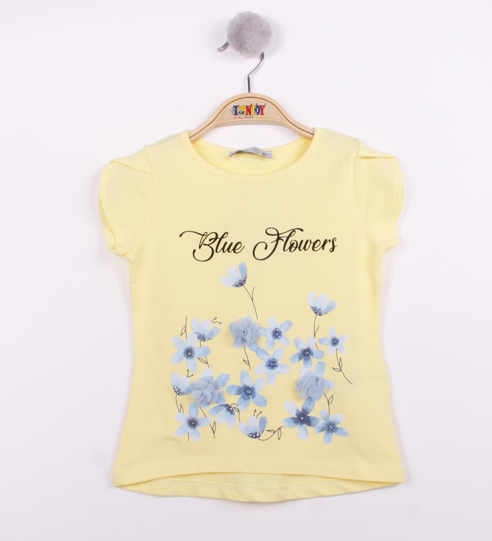 Toontoy Kız Çocuk Çiçek Aksesuarlı Tişört