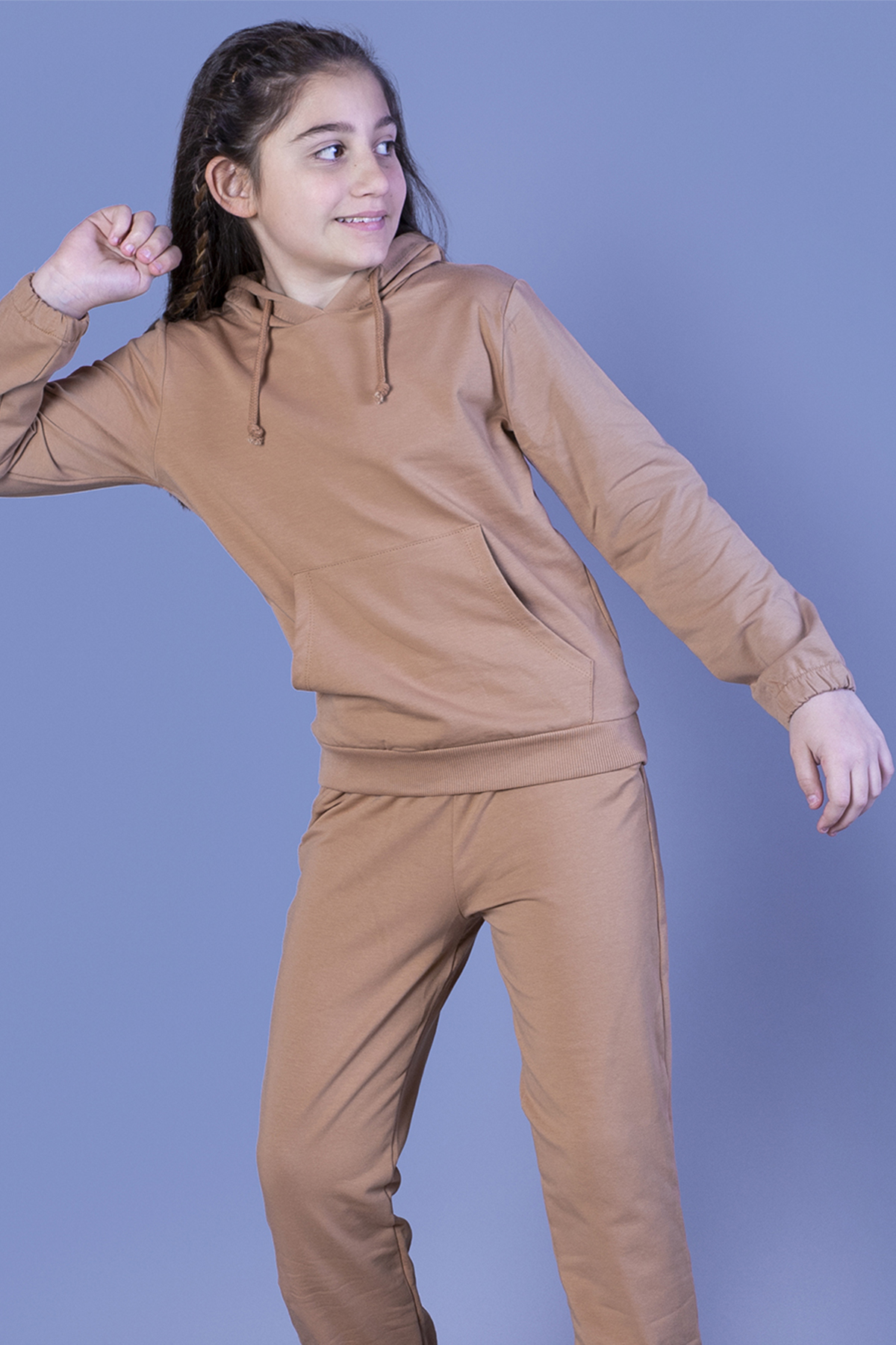 Toontoy Kız Çocuk Kapüşonlu Kanguru Cepli Sweatshirt
