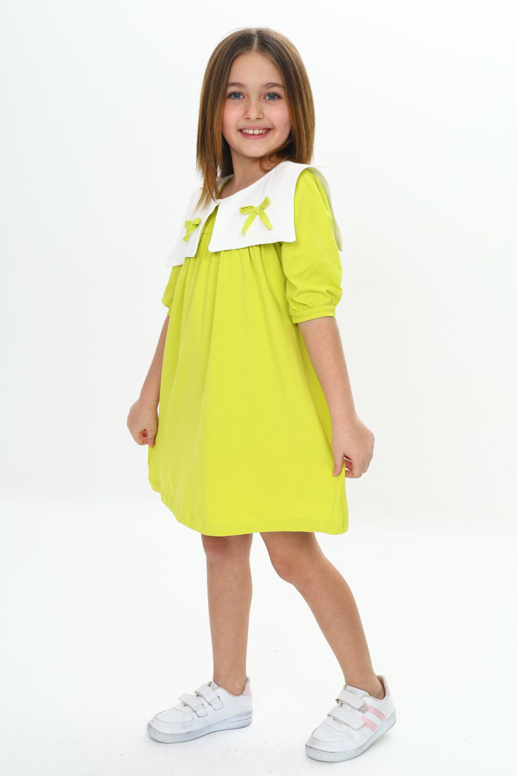 Toontoy Kız Çocuk Yaka Detaylı Elbise