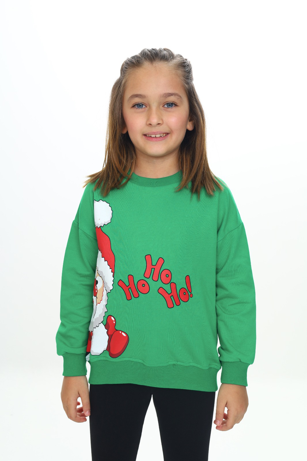 Toontoy Kız Çocuk  Kardan Adam Ho Ho Ho Baskılı Sweatshirt