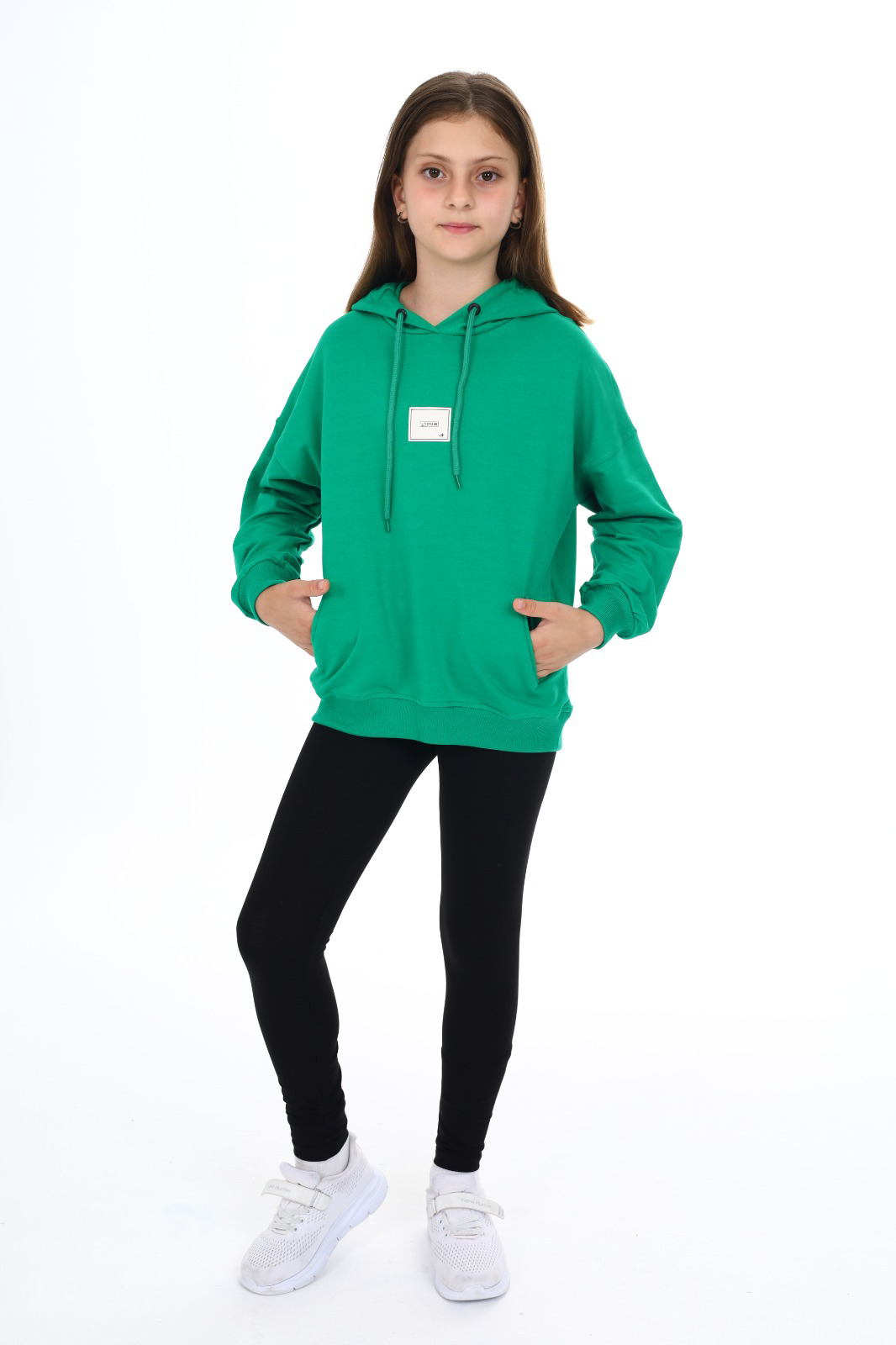 Toontoy Kız Çocuk Kapüşonlu Armalı Taytlı Takım