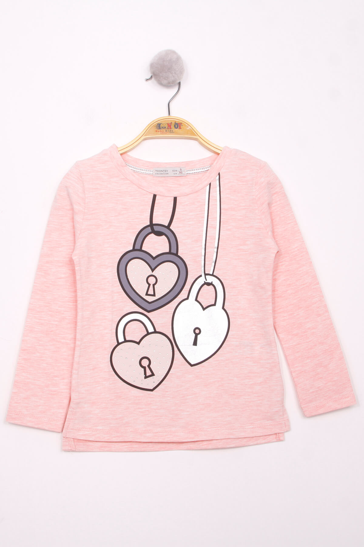 Toontoy Kız Çocuk Kalp Baskılı T-Shirt
