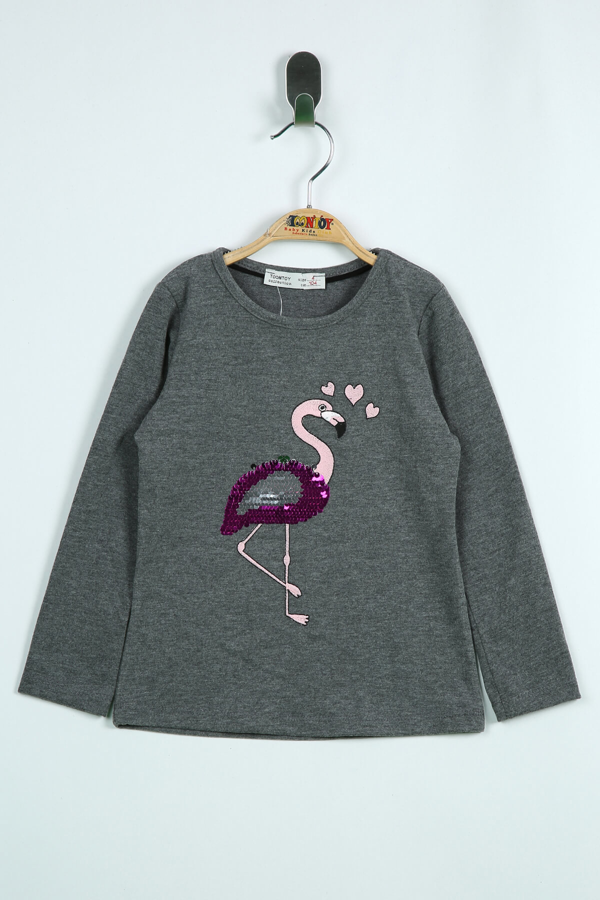 Toontoy Kız Çocuk T-Shirt Flamingo Nakış