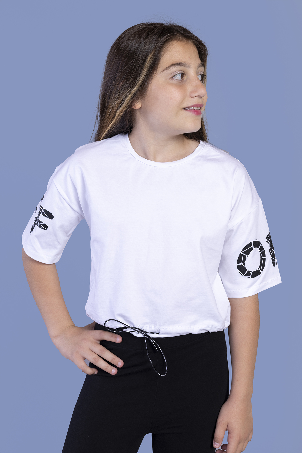 Toontoy Kız Çocuk Of Baskılı Crop Tişört