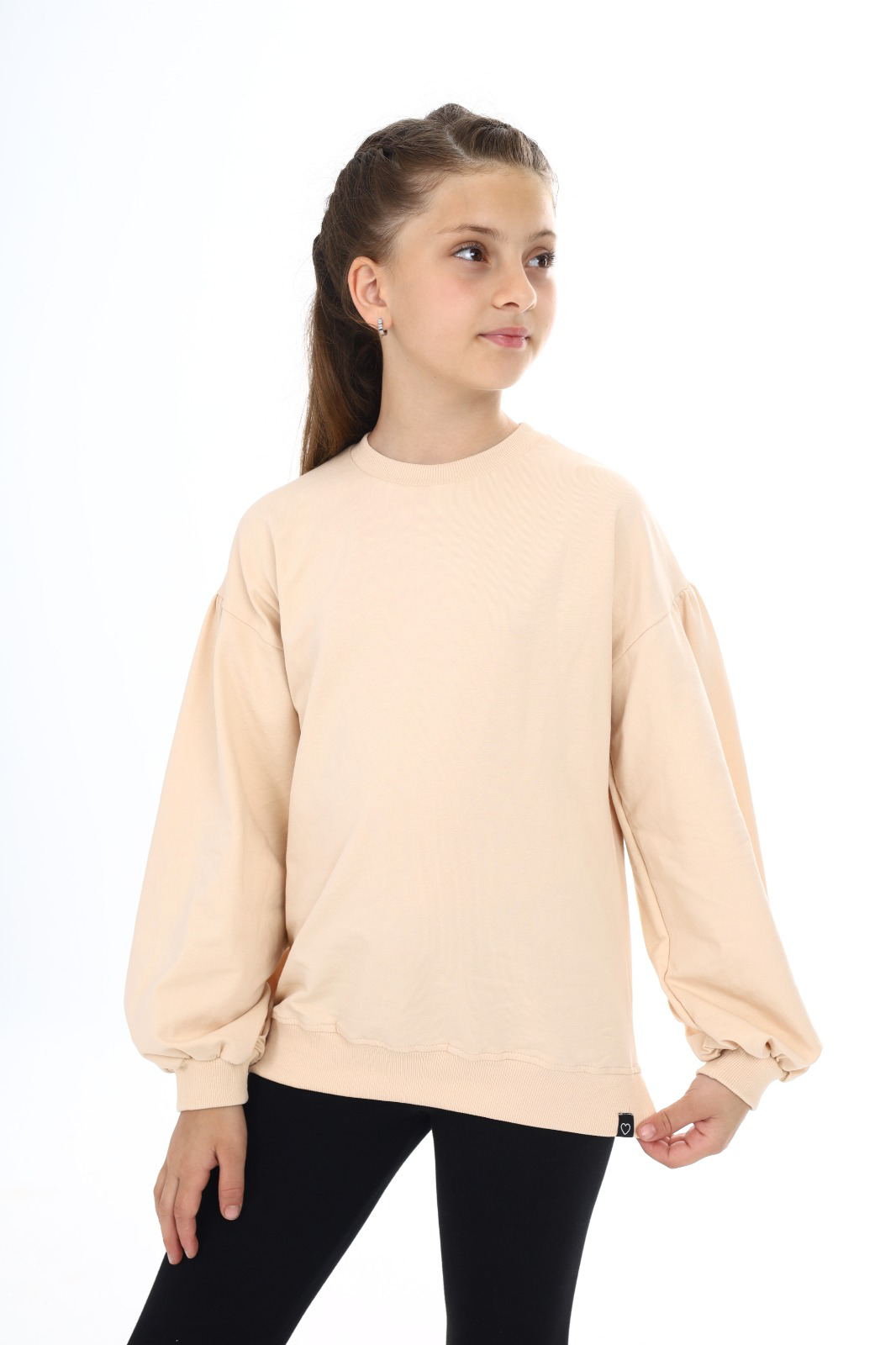 Toontoy Kız Çocuk Kolları Balon Okul Sweatshirt