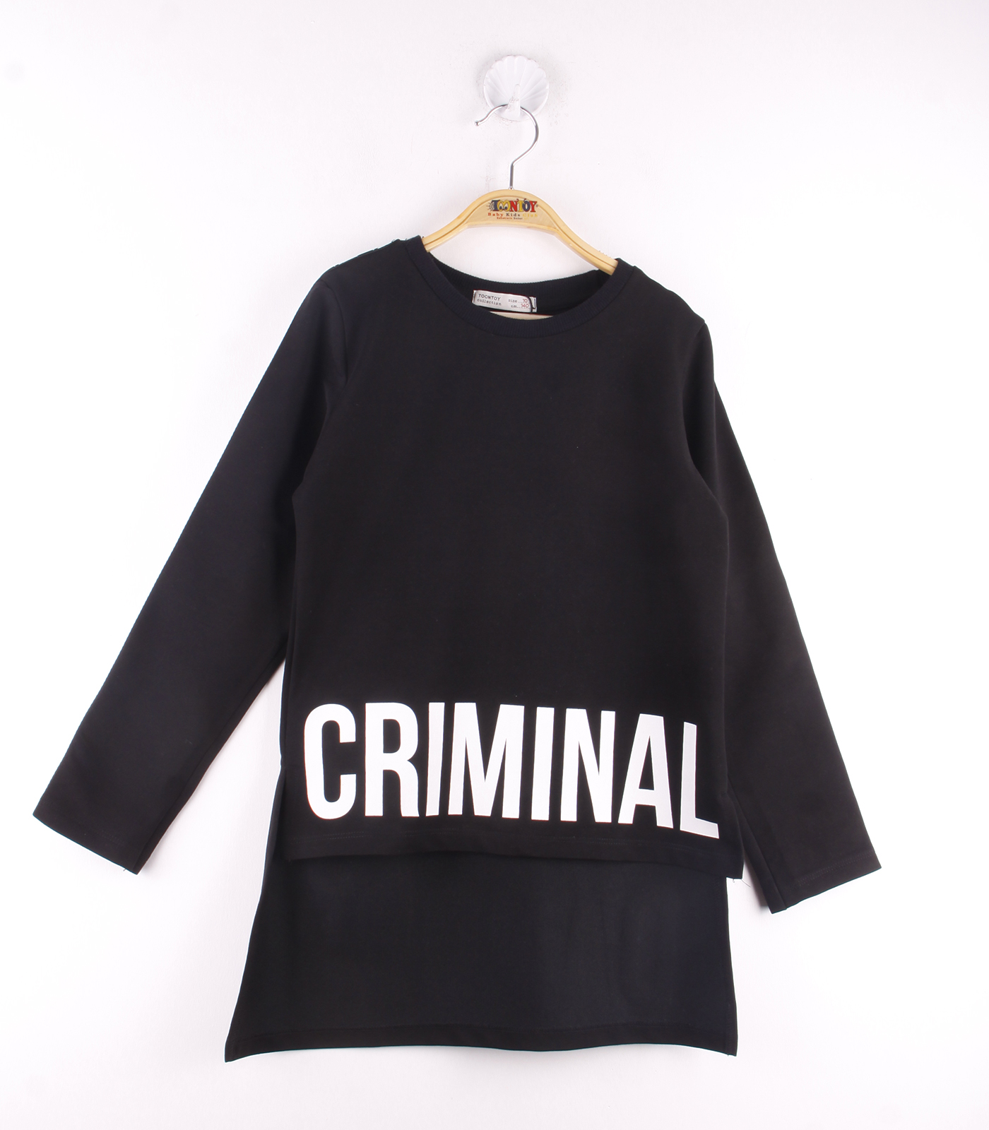 Toontoy Kız Çocuk Criminal Baskılı İki Kolu Şeritli Tişört