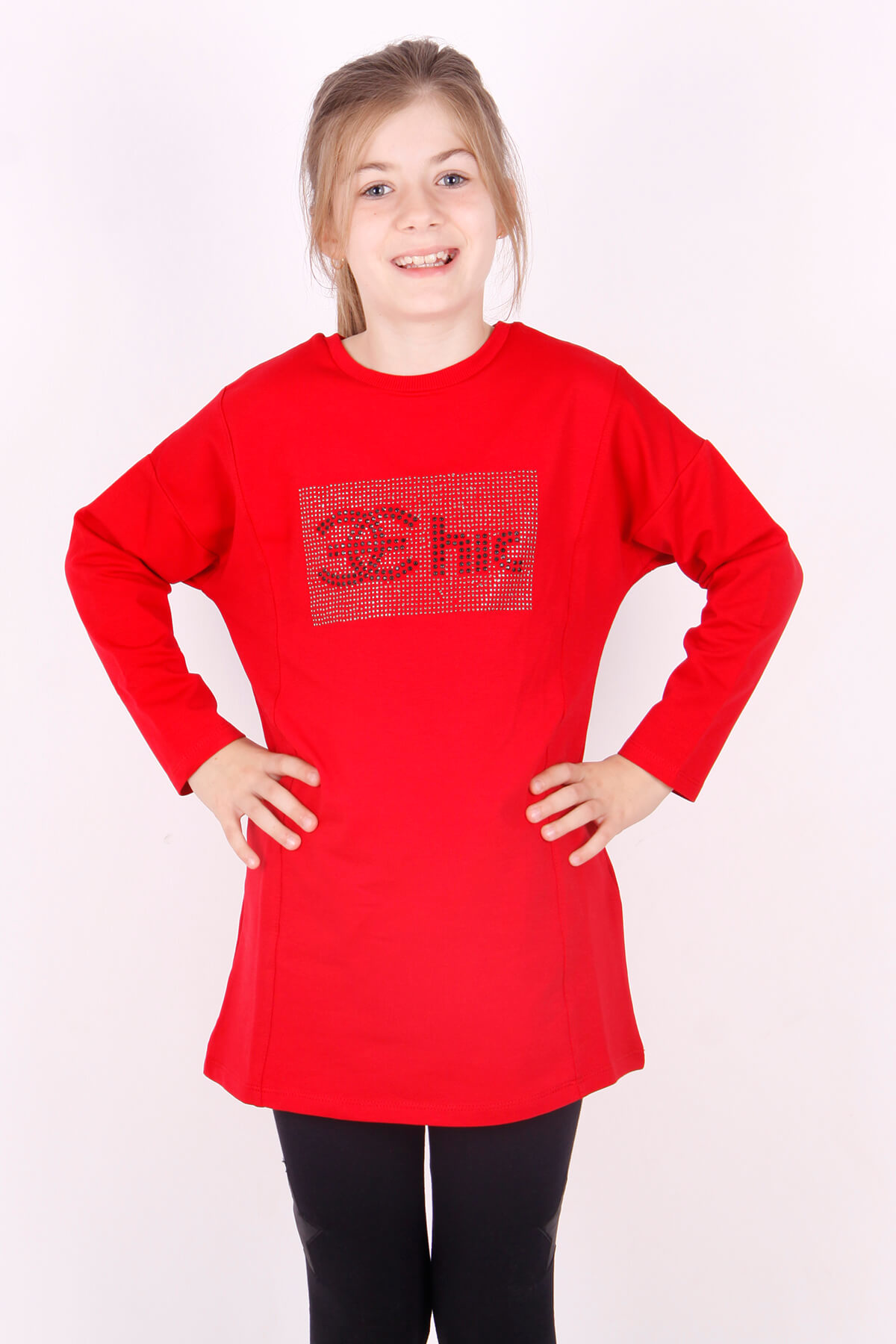 Toontoy Kız Çocuk Chic Yazılı Taş İşlemeli Tişört