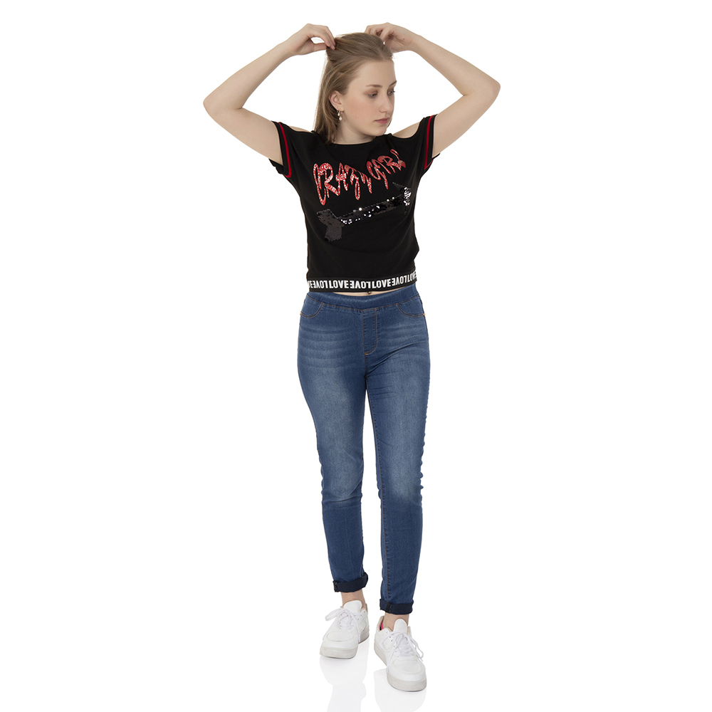 Toontoy  Kız Çocuk T-Shirt Crazy Gırl Baskılı