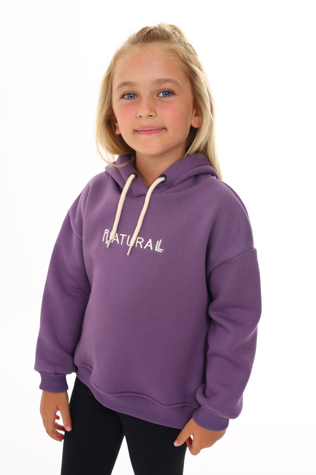 Toontoy Kız Çocuk Kapüşonlu Natural Nakışlı Sweatshirt