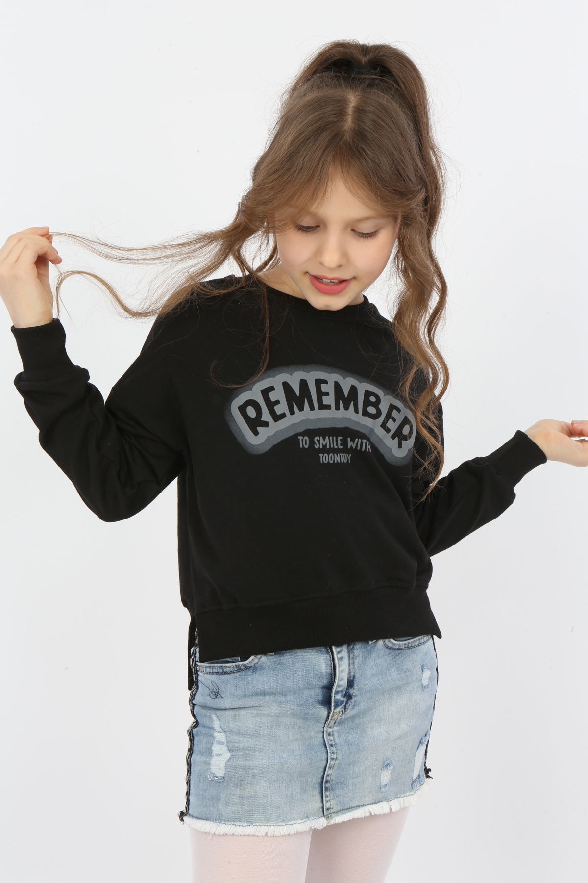 Toontoy Kız Çocuk Remember Baskılı Sweatshirt