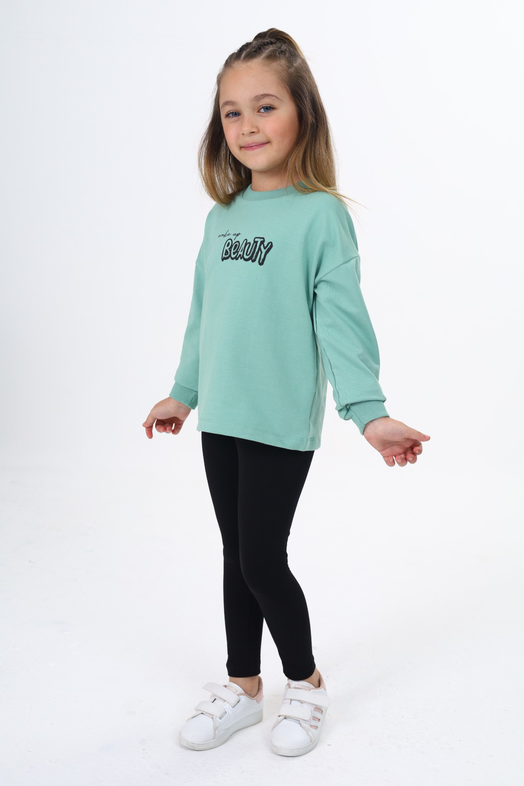 Toontoy Kız Çocuk  Beauty Baskılı Taytlı Takım