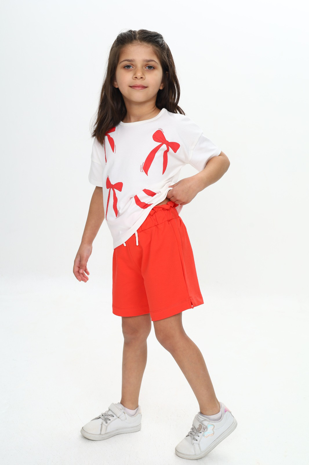 Toontoy Kız Çocuk Fiyonk Baskılı Şortlu Takım