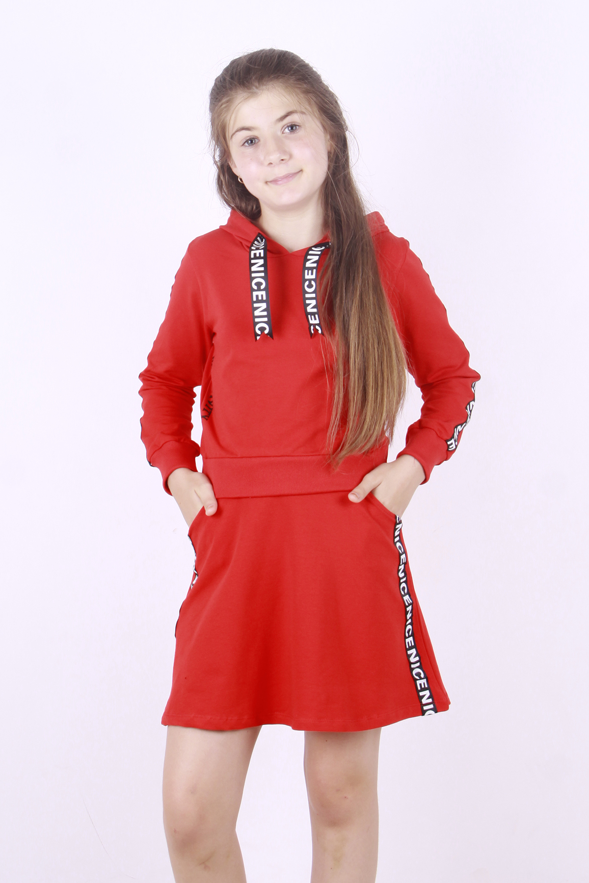 Toontoy Kız Çocuk Nice Şeritli Etekli Takım