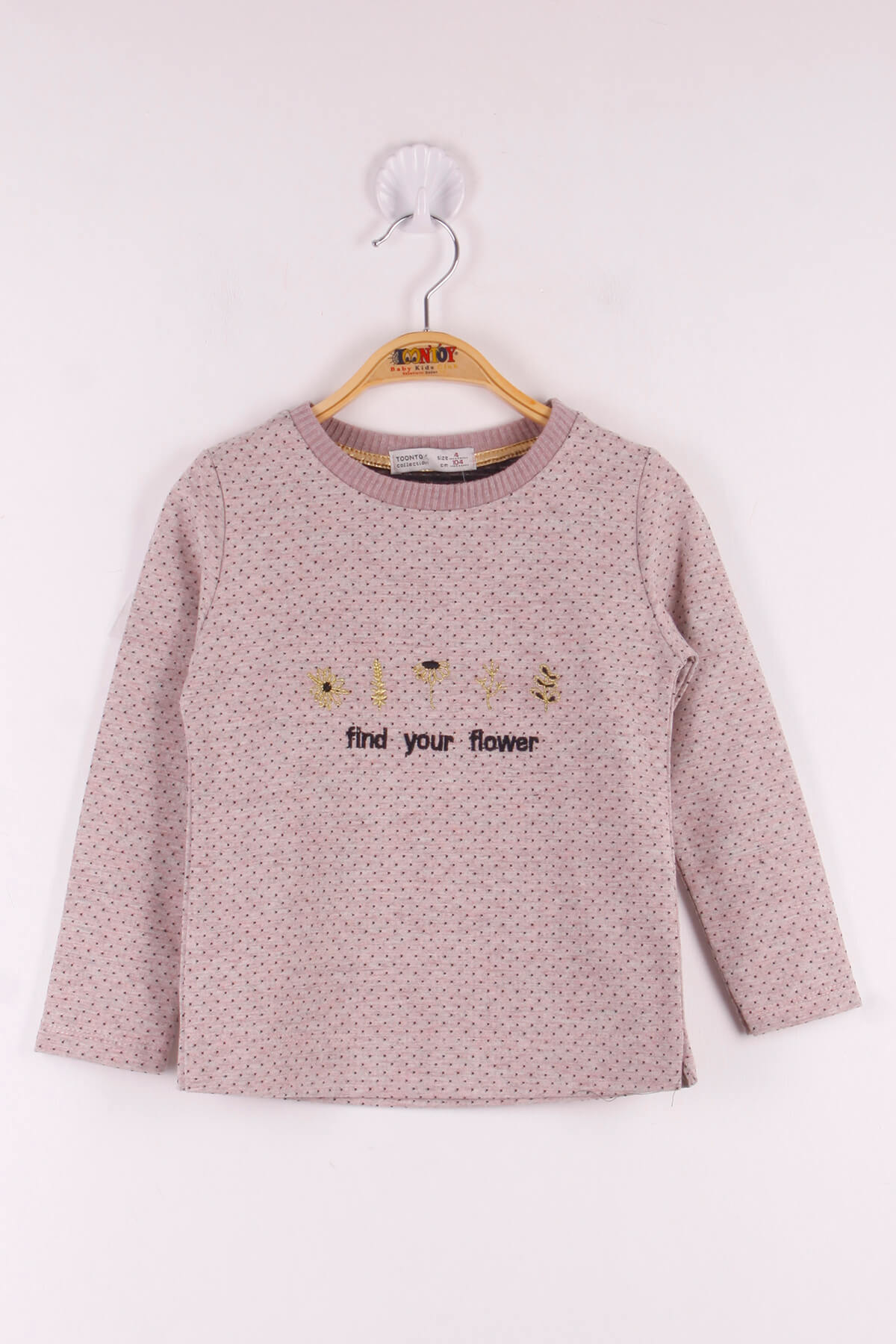 Toontoy Kız Çocuk Yazı Nakışlı Puanlı T-Shirt