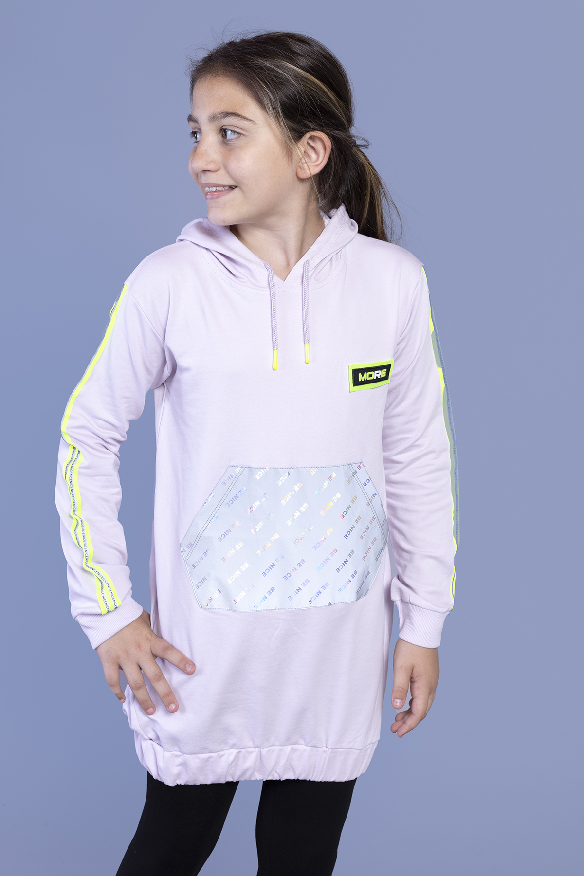 Toontoy Kız Çocuk Kanguru Cepli Reflektör Detaylı Sweatshirt